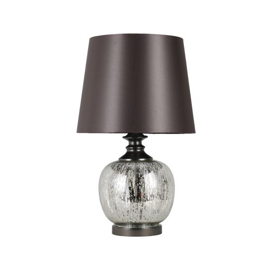 silver and glass bedside lamp