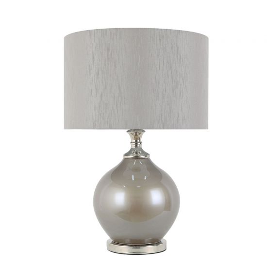 silver and glass bedside lamp